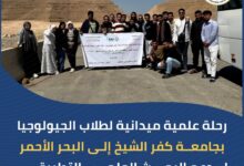 التعليم العالي: رحلة علمية ميدانية لطلاب الجيولوجيا بجامعة كفر الشيخ إلى البحر الأحمر لدعم البحث العلمي التطبيقي التعليم العالي: رحلة علمية ميدانية لطلاب الجيولوجيا بجامعة كفر الشيخ إلى البحر الأحمر لدعم البحث العلمي التطبيقي